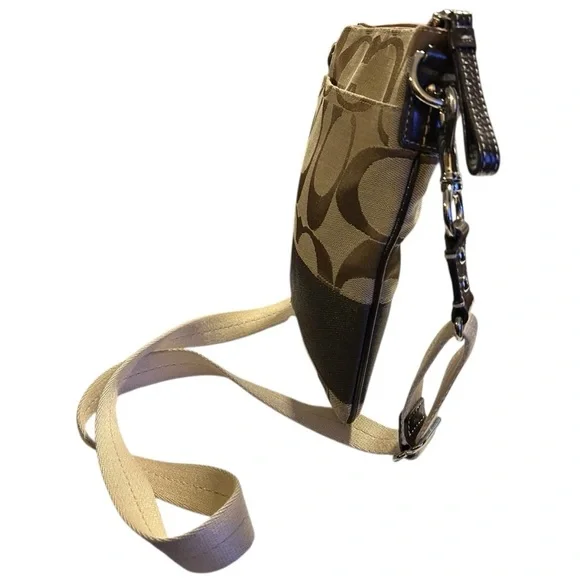 Coach Signature Brown/Tan Jacquard Crossbody Shoulder/Handbag - Picture 3 of 6